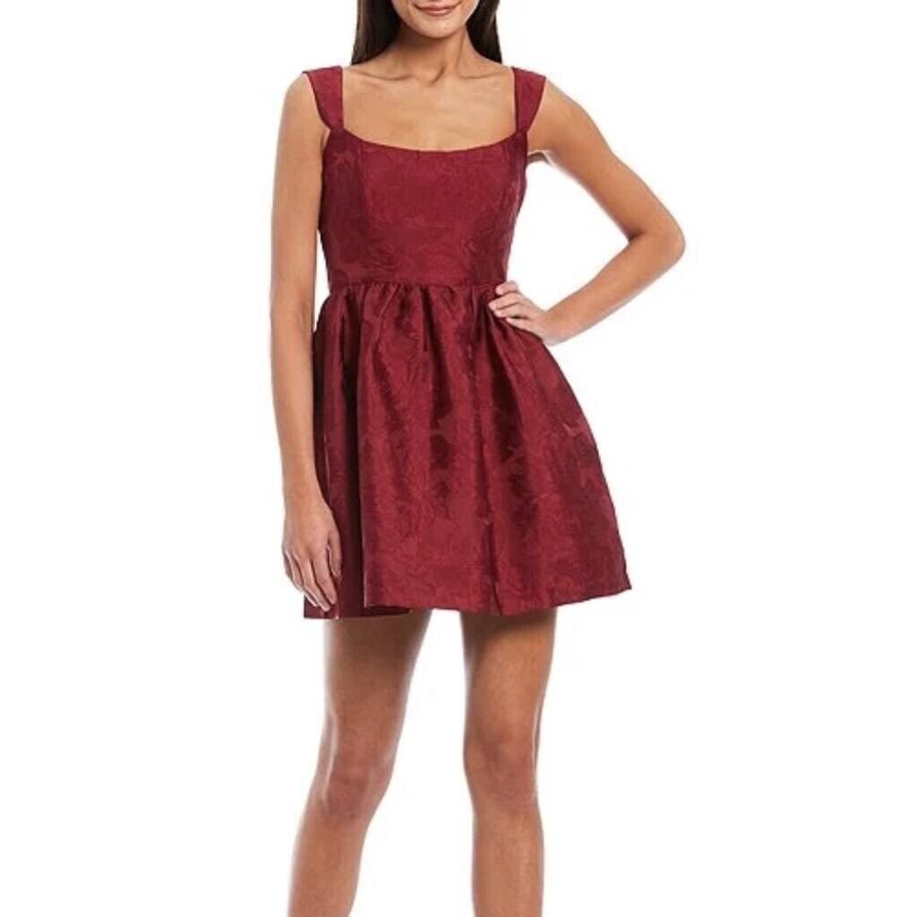 Nwt Sachin & Babi Cherry Red Gail Formal Floral Jacquard Midi Dress